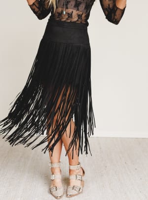 Swayed West Fringe Skirt: undefined