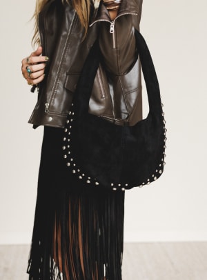 Studded Hobo Bag: undefined