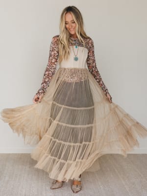 Blush Affair Tulle Maxi Dress: undefined