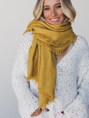 cabin-calling-blanket-scarf-mustard/Mustard