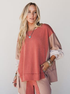 Made to Love Color Block Top: undefined