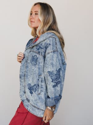 Butterfly Lady Embroidered Jacket: undefined