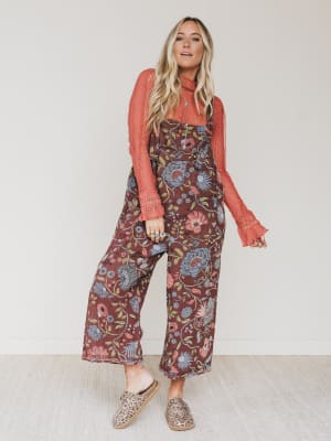 High Hopes Flower Printed Overalls: undefined