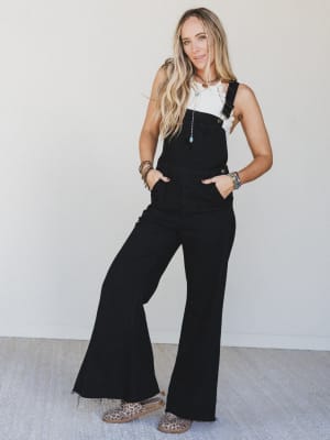 Milly Distressed Hem Wide Leg Overall: undefined