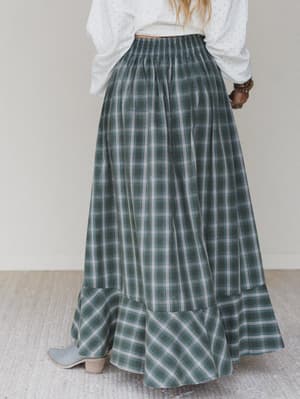 bonfire-bloom-plaid-skirt-olive/Olive