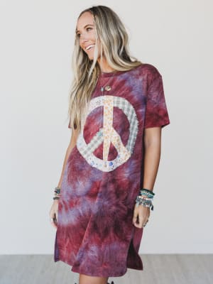 The Nest Peace And Tie Dye Tee Dress: undefined