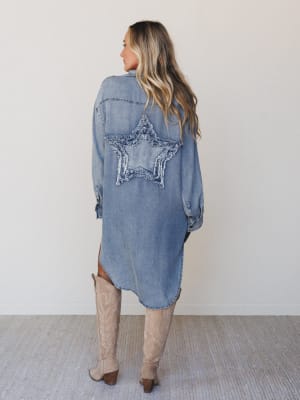 Outrider Button Down Denim Dress: undefined
