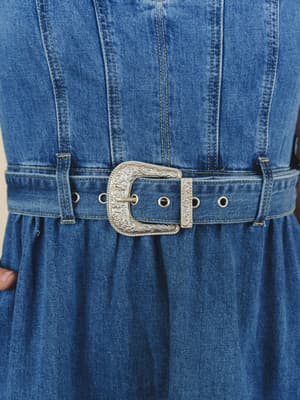 Denim Meadows Dress - Washed Cobalt XL / Washed Cobalt