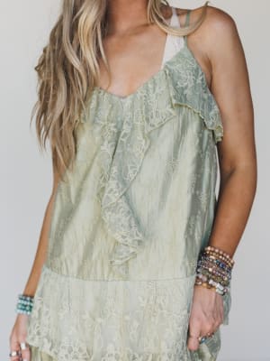 Poems And Stories Dress- Sage Green M / Sage Green