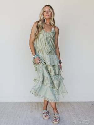 Poems And Stories Dress- Sage Green M / Sage Green
