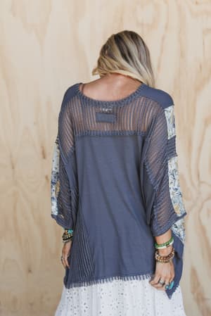 floral-coast-v-neck-top-charcoal/Gray