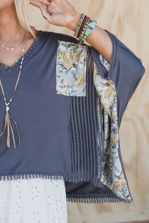 floral-coast-v-neck-top-charcoal/Gray