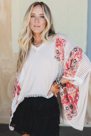 Floral Coast V Neck Top: undefined