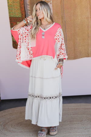 floral-coast-v-neck-top-peach/Orange