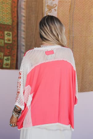 floral-coast-v-neck-top-peach/Orange