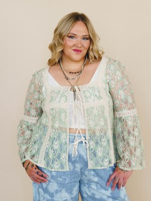 Flower Groove Blouse - Spearmint XL / Spearmint