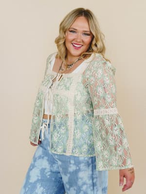 Flower Groove Blouse - Spearmint XL / Spearmint
