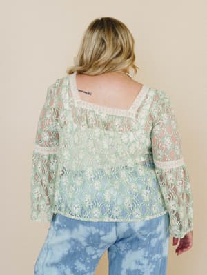 Flower Groove Blouse - Spearmint XL / Spearmint