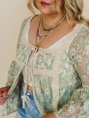 Flower Groove Blouse - Spearmint XL / Spearmint