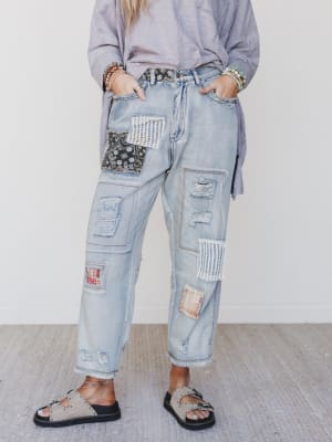 Offshore Patchwork Detail Pants: undefined