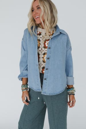 Afterglow Rhinestone Denim Top: undefined