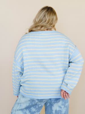 All My Stripes Oversized Sweater - Chambray Butter S / Chambray Butter