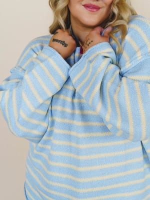 All My Stripes Oversized Sweater - Chambray Butter S / Chambray Butter