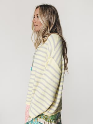 All My Stripes Oversized Sweater - Misted Yellow Icey Grey S / Misted Yellow Icey Grey