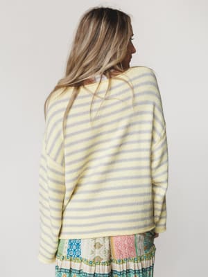 All My Stripes Oversized Sweater - Misted Yellow Icey Grey S / Misted Yellow Icey Grey