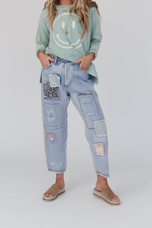 Offshore Patchwork Detail Pants: undefined