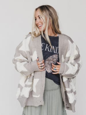 Wrapped In Stars Oversized Cardigan: undefined