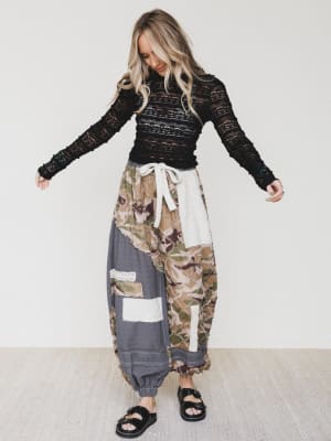 Camo Caravan Wide Leg Joggers - Charcoal L / Charcoal