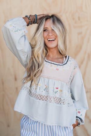 Harbor Breeze Crochet Detail Top: undefined