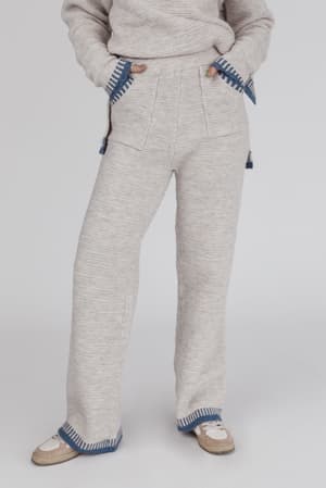 closeup of the pants in Made For Heaven Boho Set in Oatmeal from Three Bird Nest