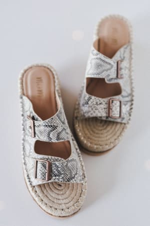 Charmer Animal Print Buckle Sandals: undefined