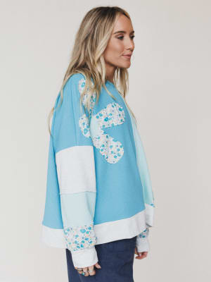 The Nest Pushing Daisies Pullover - Mint Aqua S / Mint Aqua