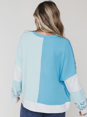 The Nest Pushing Daisies Pullover - Mint Aqua S / Mint Aqua