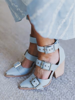 Hendrix Buckle Bootie - Light Denim 8.5 / Light Denim