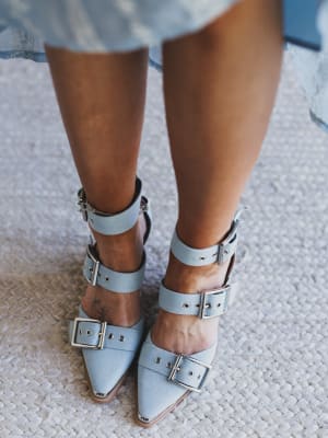 Hendrix Buckle Bootie - Light Denim 8.5 / Light Denim