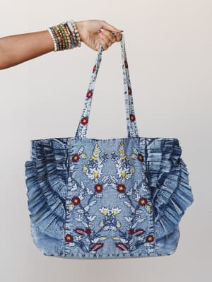 Caught in a Dream Ruffle Tote Bag: undefined