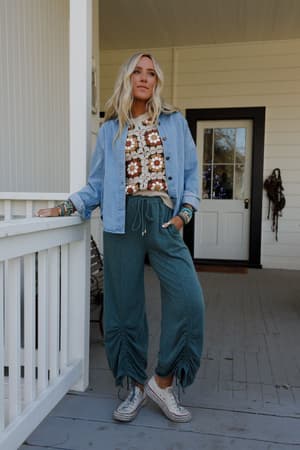 solie-cinched-pants-green-olive/Green Olive