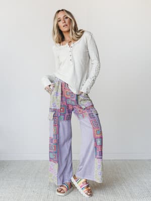Desert Collage Pants - Moonbeam S / Moonbeam