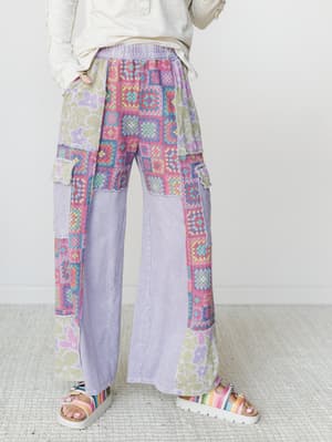 Desert Collage Pants - Moonbeam S / Moonbeam