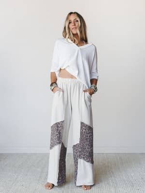 Printed Spirit Wide Leg Pants - Natural S / Natural