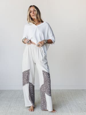Printed Spirit Wide Leg Pants - Natural S / Natural