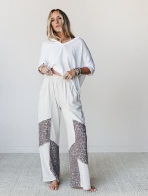 Printed Spirit Wide Leg Pants - Natural S / Natural