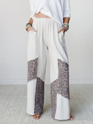 Printed Spirit Wide Leg Pants - Natural S / Natural
