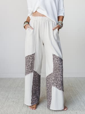 Printed Spirit Wide Leg Pants - Natural S / Natural