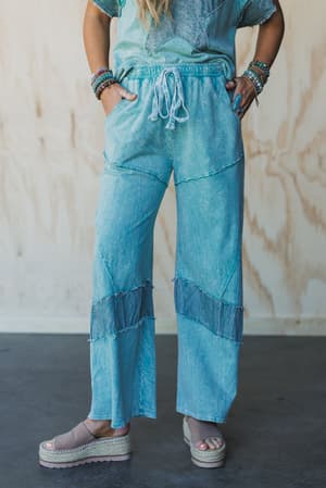skybound-soul-denim-patched-pants-cyan/Blue
