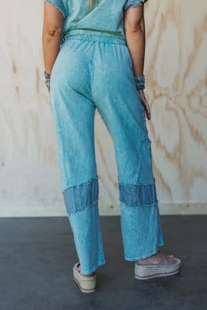 skybound-soul-denim-patched-pants-cyan/Blue